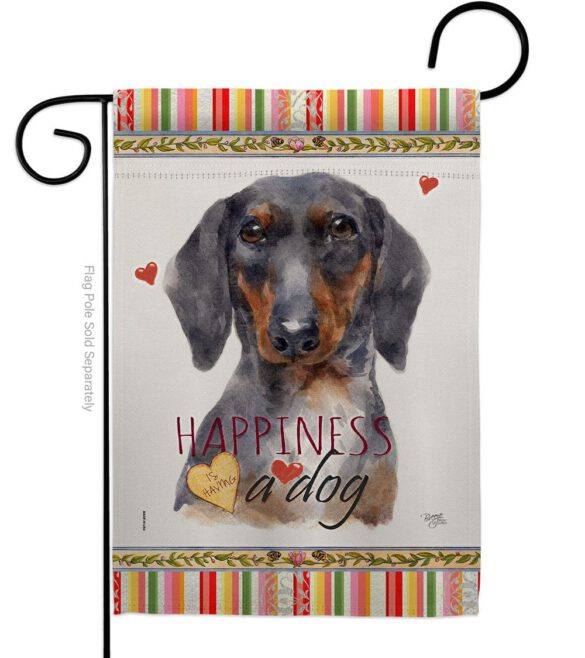 Black & Tan Dachshund Happiness - Pets Nature Vertical Impressions Decorative Flags HG110252 Made In USA