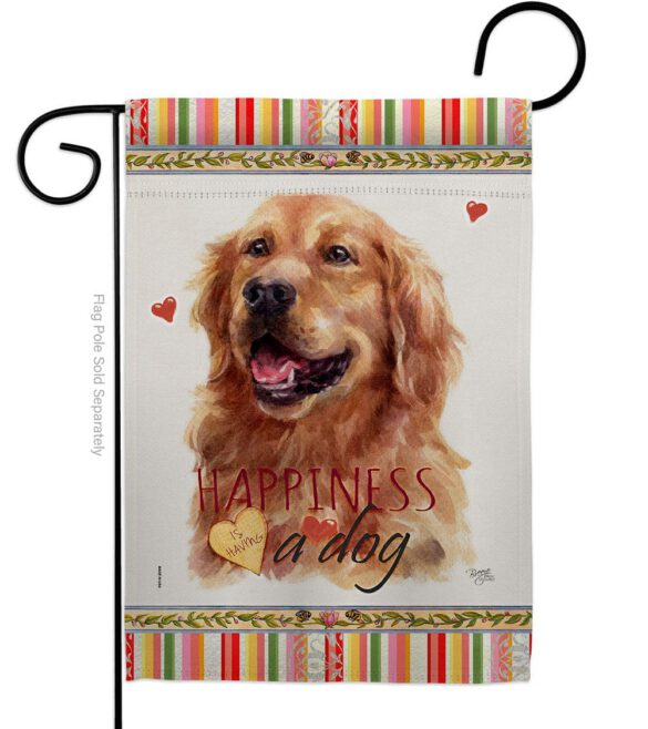 Dark Golden Retriever Happiness - Pets Nature Vertical Impressions Decorative Flags HG110255 Made In USA