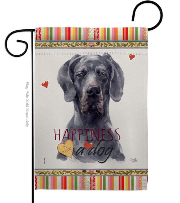 Black Great Dane Happiness - Pets Nature Vertical Impressions Decorative Flags HG110258 Made In USA