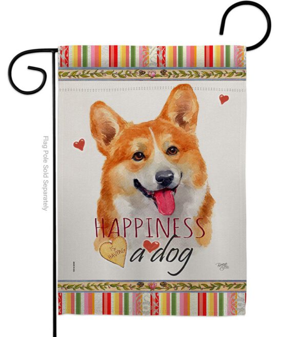 Fawn Corgi Happiness - Pets Nature Vertical Impressions Decorative Flags HG110263 Made In USA