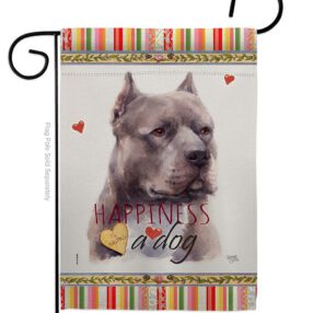 Blue Pitbull Happiness - Pets Nature Vertical Impressions Decorative Flags HG110264 Made In USA