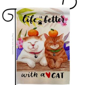 Better With Cats - Pets Nature Vertical Impressions Decorative Flags HG137552 Made In USA