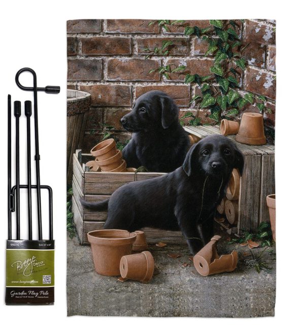 Black Lab Pups - Pets Nature Vertical Impressions Decorative Flags HG110007 Made In USA - Image 4