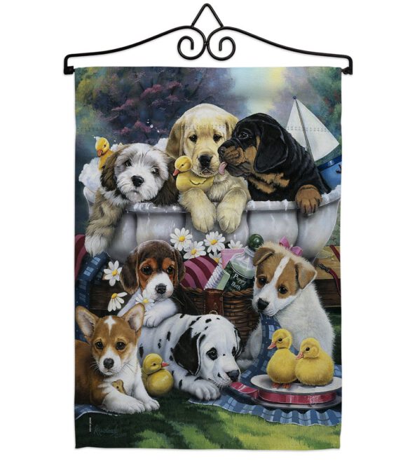 Bath Time Pups - Pets Nature Vertical Impressions Decorative Flags HG110046 Made In USA - Image 8