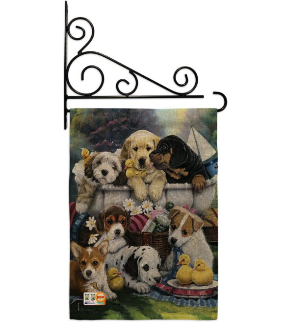 Bath Time Pups - Pets Nature Vertical Impressions Decorative Flags HG110046 Made In USA - Image 13