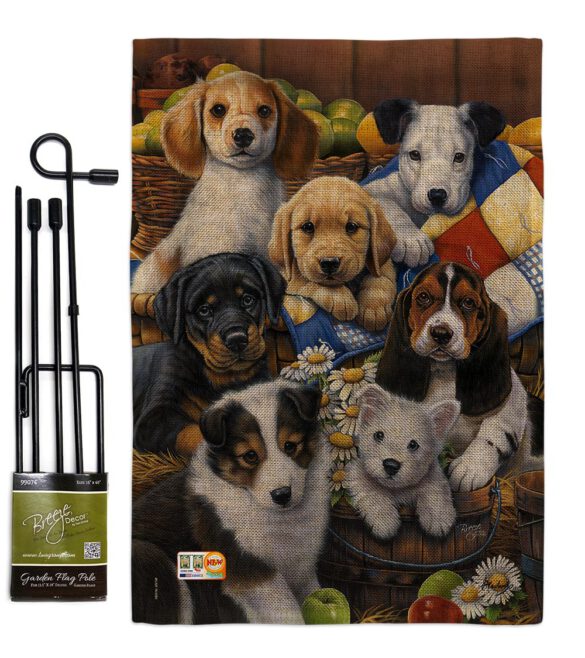 Country Bumpkin Puppies - Pets Nature Vertical Impressions Decorative Flags HG110049 Made In USA - Image 9