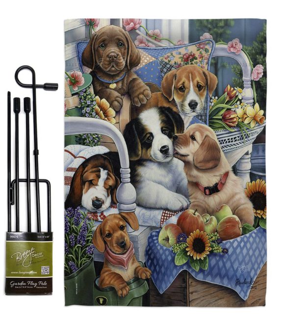 Country Pups - Pets Nature Vertical Impressions Decorative Flags HG110050 Made In USA - Image 4
