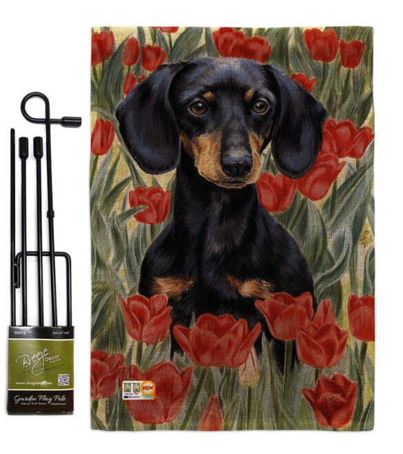 Dachsund In Tulips - Pets Nature Vertical Impressions Decorative Flags HG110080 Made In USA - Image 9