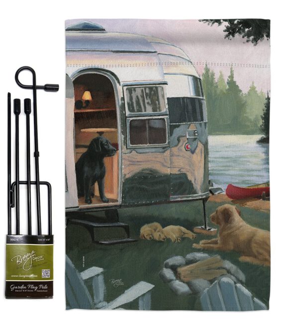 Canine Camp - Pets Nature Vertical Impressions Decorative Flags HG110114 Made In USA - Image 4