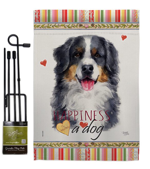 Bernese Mountain Happiness - Pets Nature Vertical Impressions Decorative Flags HG110153 Made In USA - Image 4