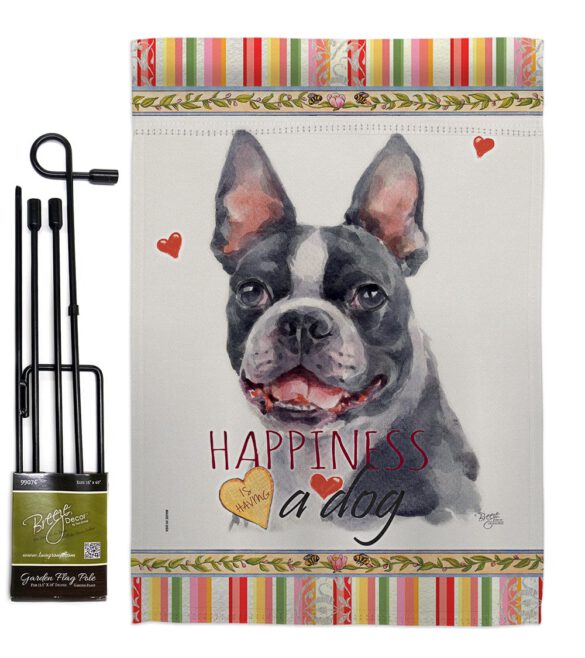 Boston Terrier Happiness - Pets Nature Vertical Impressions Decorative Flags HG110159 Made In USA - Image 4