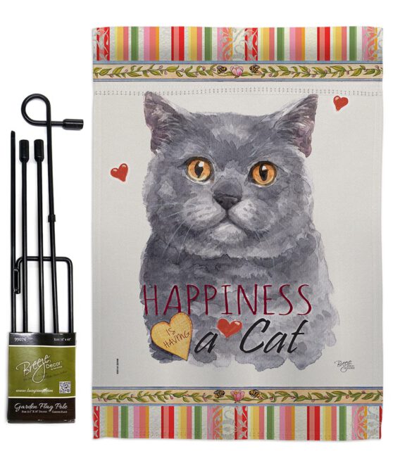 Blue British Short Hair Happiness - Pets Nature Vertical Impressions Decorative Flags HG110162 Made In USA - Image 4