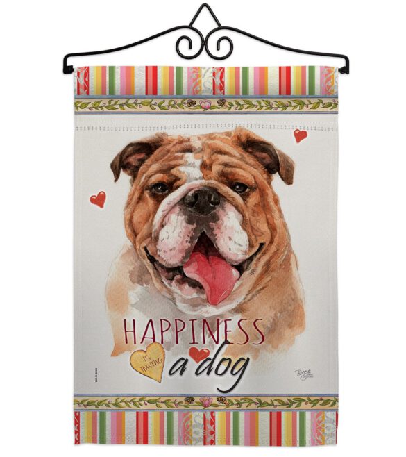 Bulldog Happiness - Pets Nature Vertical Impressions Decorative Flags HG110188 Made In USA - Image 7