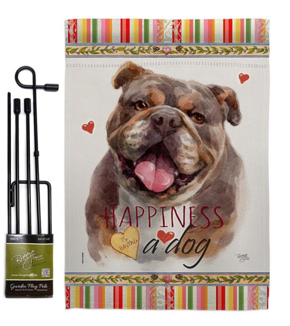 Chocolate Bulldog Happiness - Pets Nature Vertical Impressions Decorative Flags HG110244 Made In USA - Image 4