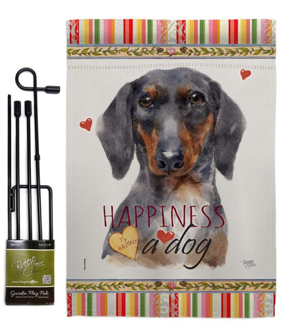 Black & Tan Dachshund Happiness - Pets Nature Vertical Impressions Decorative Flags HG110252 Made In USA - Image 4