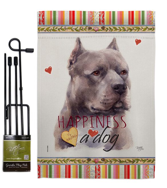 Blue Pitbull Happiness - Pets Nature Vertical Impressions Decorative Flags HG110264 Made In USA - Image 4
