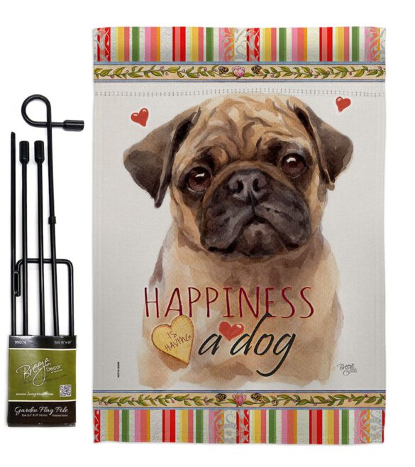 Fawn Pug Happiness - Pets Nature Vertical Impressions Decorative Flags HG110266 Made In USA - Image 4