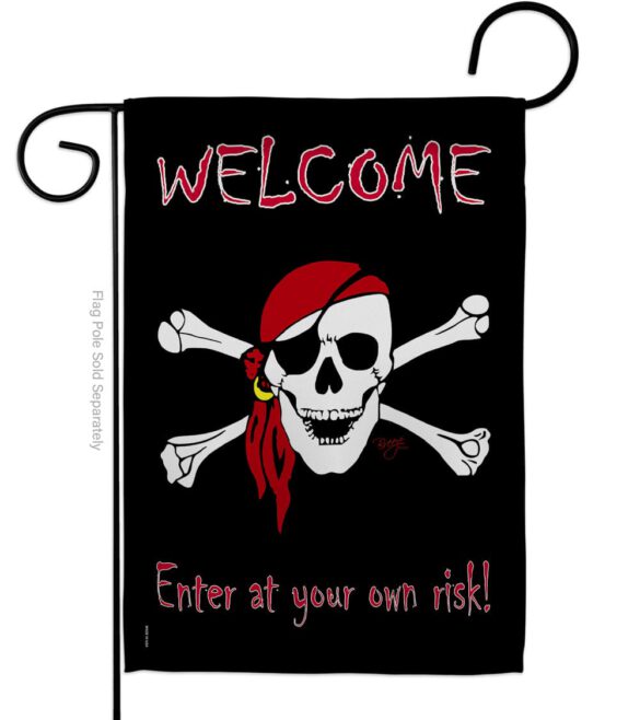 Enter at your own risk - Pirate Coastal Vertical Impressions Decorative Flags HG107045 Made In USA