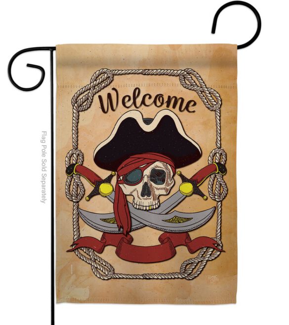 Ahoy Pirate - Pirate Coastal Vertical Impressions Decorative Flags HG107059 Made In USA - Image 2
