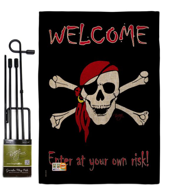 Enter at your own risk - Pirate Coastal Vertical Impressions Decorative Flags HG107045 Made In USA - Image 9