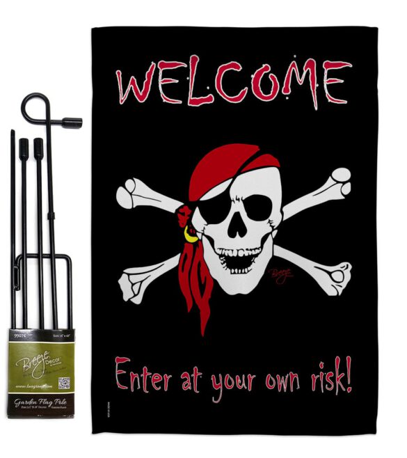 Enter at your own risk - Pirate Coastal Vertical Impressions Decorative Flags HG107045 Made In USA - Image 4