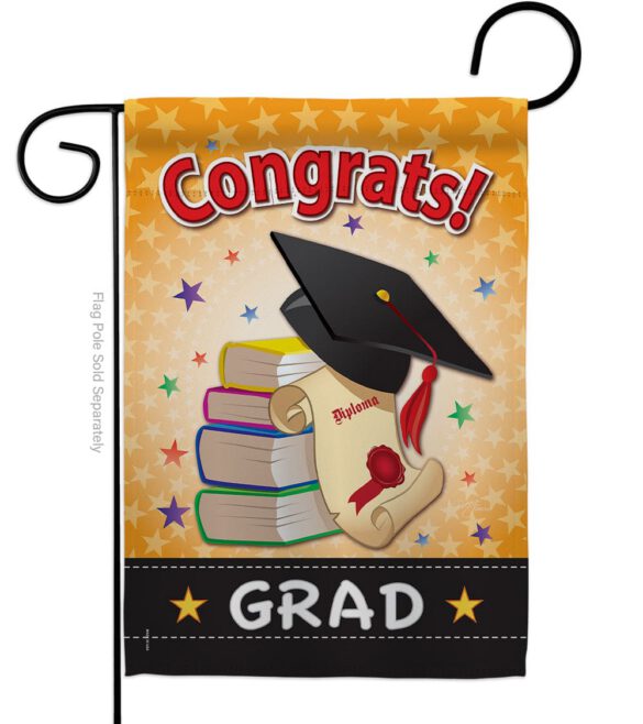 Congrats Grad - School & Education Special Occasion Vertical Impressions Decorative Flags HG115064 Made In USA