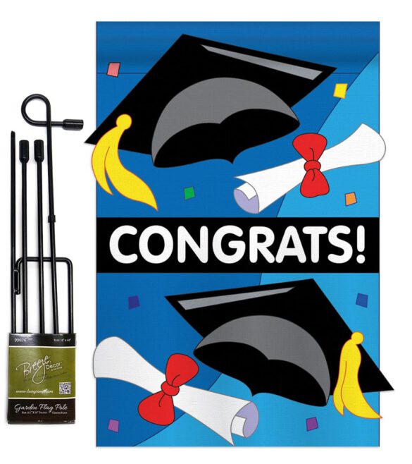 Congrats - School & Education Special Occasion Vertical Applique Decorative Flags HG115048 - Image 8