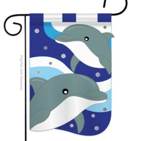 Dolphins - Sea Animals Coastal Vertical Applique Decorative Flags HG107025
