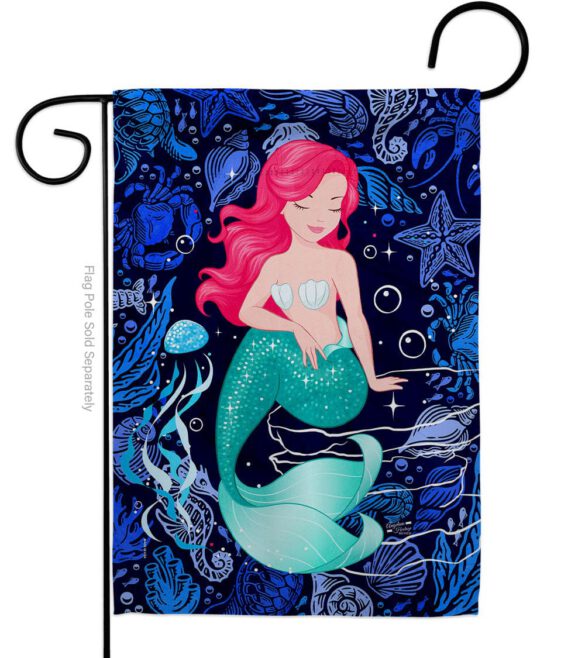 Beautiful Mermaid - Sea Animals Coastal Vertical Impressions Decorative Flags HG137622 Made In USA