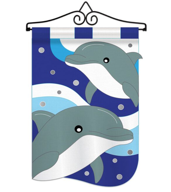Dolphins - Sea Animals Coastal Vertical Applique Decorative Flags HG107025 - Image 7