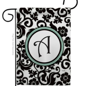 Damask A Initial - Simply Beauty Interests Vertical Impressions Decorative Flags HG130053 Made In USA