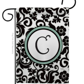 Damask C Initial - Simply Beauty Interests Vertical Impressions Decorative Flags HG130055 Made In USA