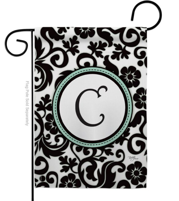 Damask C Initial - Simply Beauty Interests Vertical Impressions Decorative Flags HG130055 Made In USA