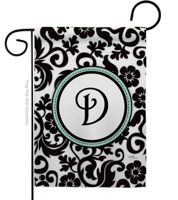 Damask D Initial - Simply Beauty Interests Vertical Impressions Decorative Flags HG130056 Made In USA