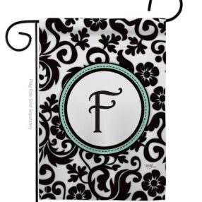 Damask F Initial - Simply Beauty Interests Vertical Impressions Decorative Flags HG130058 Made In USA