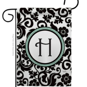 Damask H Initial - Simply Beauty Interests Vertical Impressions Decorative Flags HG130060 Made In USA