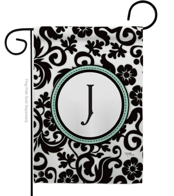 Damask J Initial - Simply Beauty Interests Vertical Impressions Decorative Flags HG130062 Made In USA