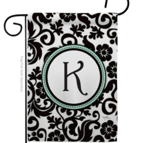 Damask K Initial - Simply Beauty Interests Vertical Impressions Decorative Flags HG130063 Made In USA
