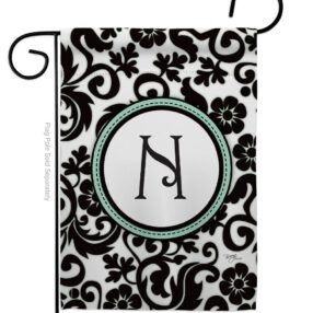 Damask N Initial - Simply Beauty Interests Vertical Impressions Decorative Flags HG130066 Made In USA