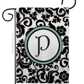 Damask P Initial - Simply Beauty Interests Vertical Impressions Decorative Flags HG130068 Made In USA