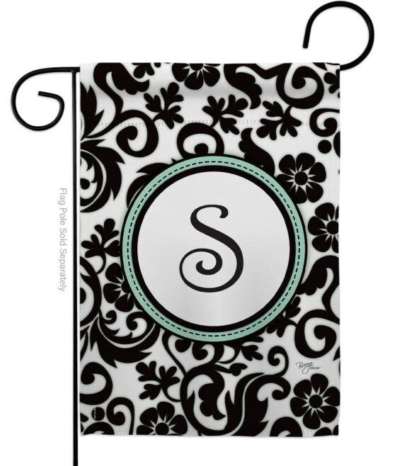 Damask S Initial - Simply Beauty Interests Vertical Impressions Decorative Flags HG130071 Made In USA