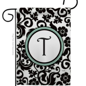Damask T Initial - Simply Beauty Interests Vertical Impressions Decorative Flags HG130072 Made In USA