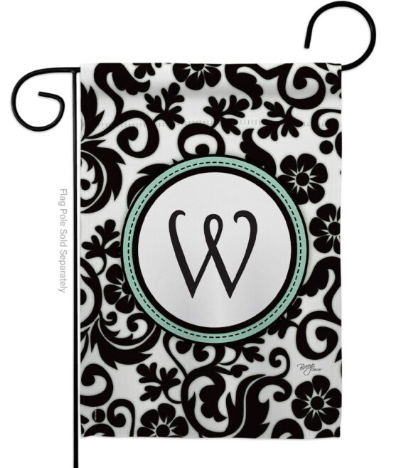 Damask W Initial - Simply Beauty Interests Vertical Impressions Decorative Flags HG130075 Made In USA