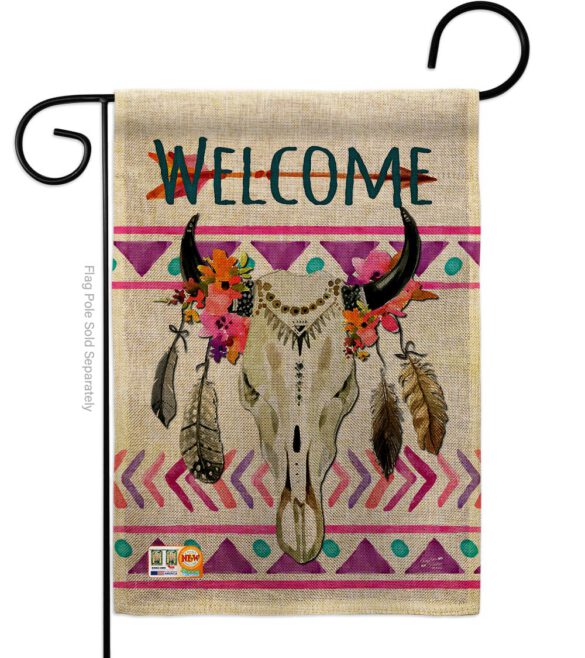 Bohemian Bull Skull - Southwest Country & Primitive Vertical Impressions Decorative Flags HG137009 Made In USA - Image 8