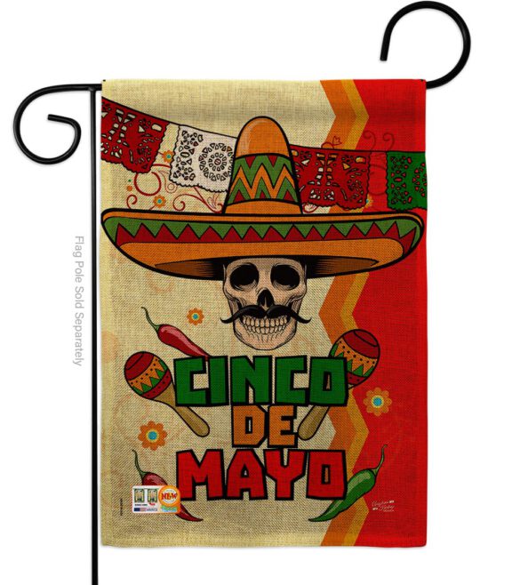 Calavera Cinco de Mayo - Southwest Country & Primitive Vertical Impressions Decorative Flags HG137045 Made In USA - Image 8
