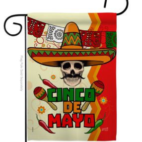 Calavera Cinco de Mayo - Southwest Country & Primitive Vertical Impressions Decorative Flags HG137045 Made In USA