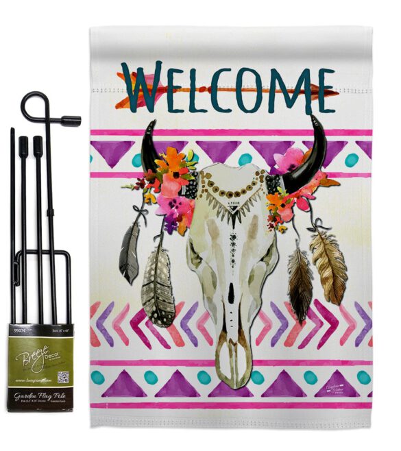 Bohemian Bull Skull - Southwest Country & Primitive Vertical Impressions Decorative Flags HG137009 Made In USA - Image 4