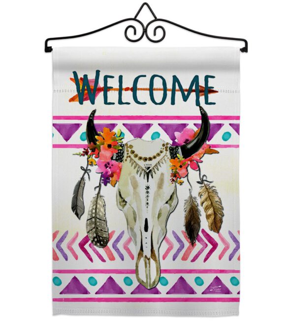 Bohemian Bull Skull - Southwest Country & Primitive Vertical Impressions Decorative Flags HG137009 Made In USA - Image 7