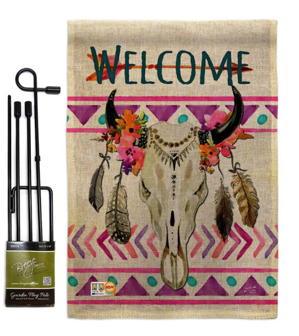 Bohemian Bull Skull - Southwest Country & Primitive Vertical Impressions Decorative Flags HG137009 Made In USA - Image 9