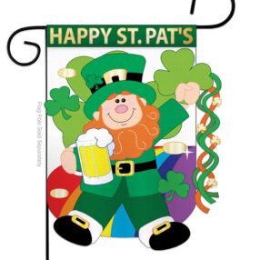 Happy St. Pat's - St Patrick Spring Vertical Applique Decorative Flags HG102019